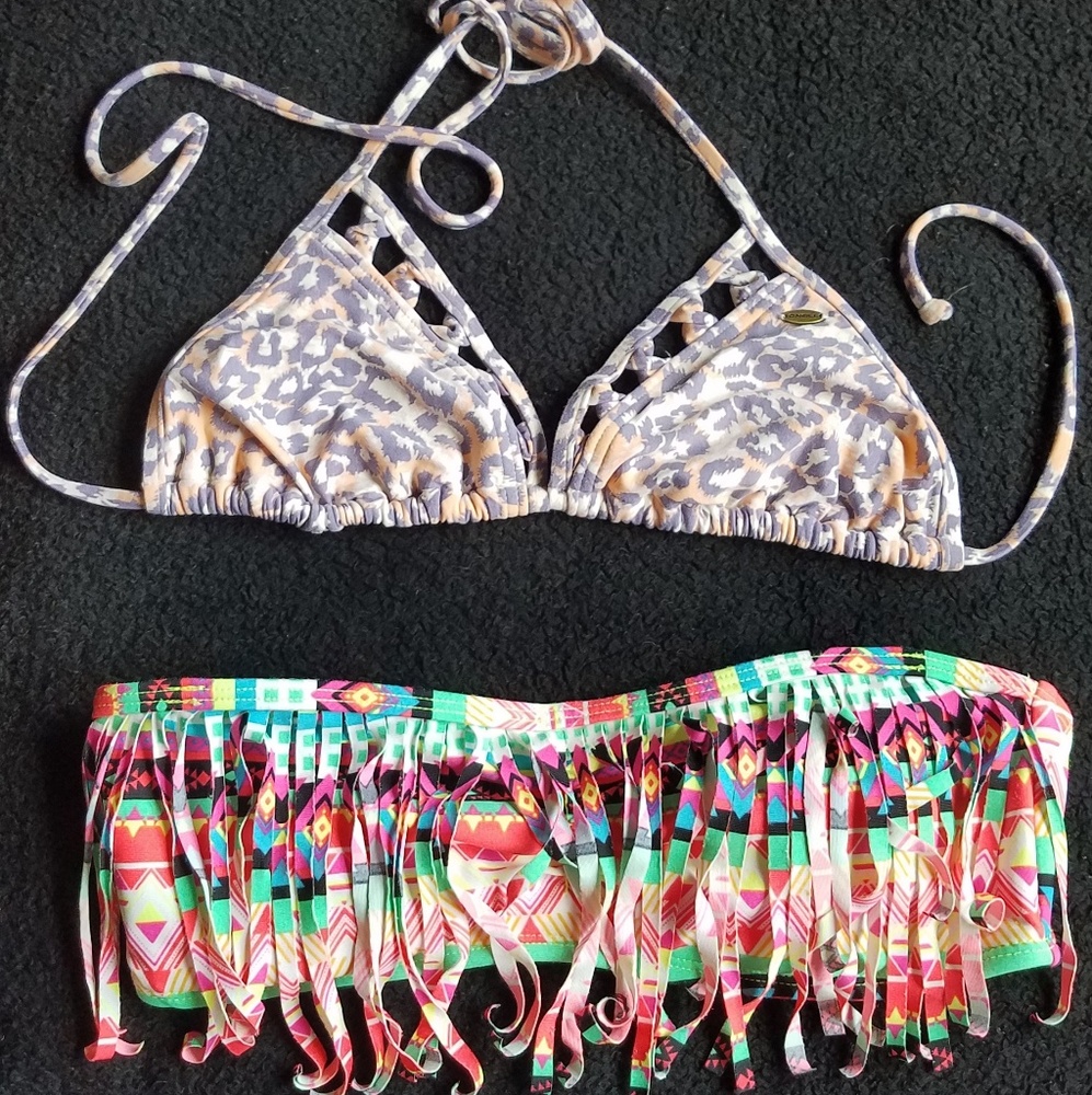 Two bikini tops